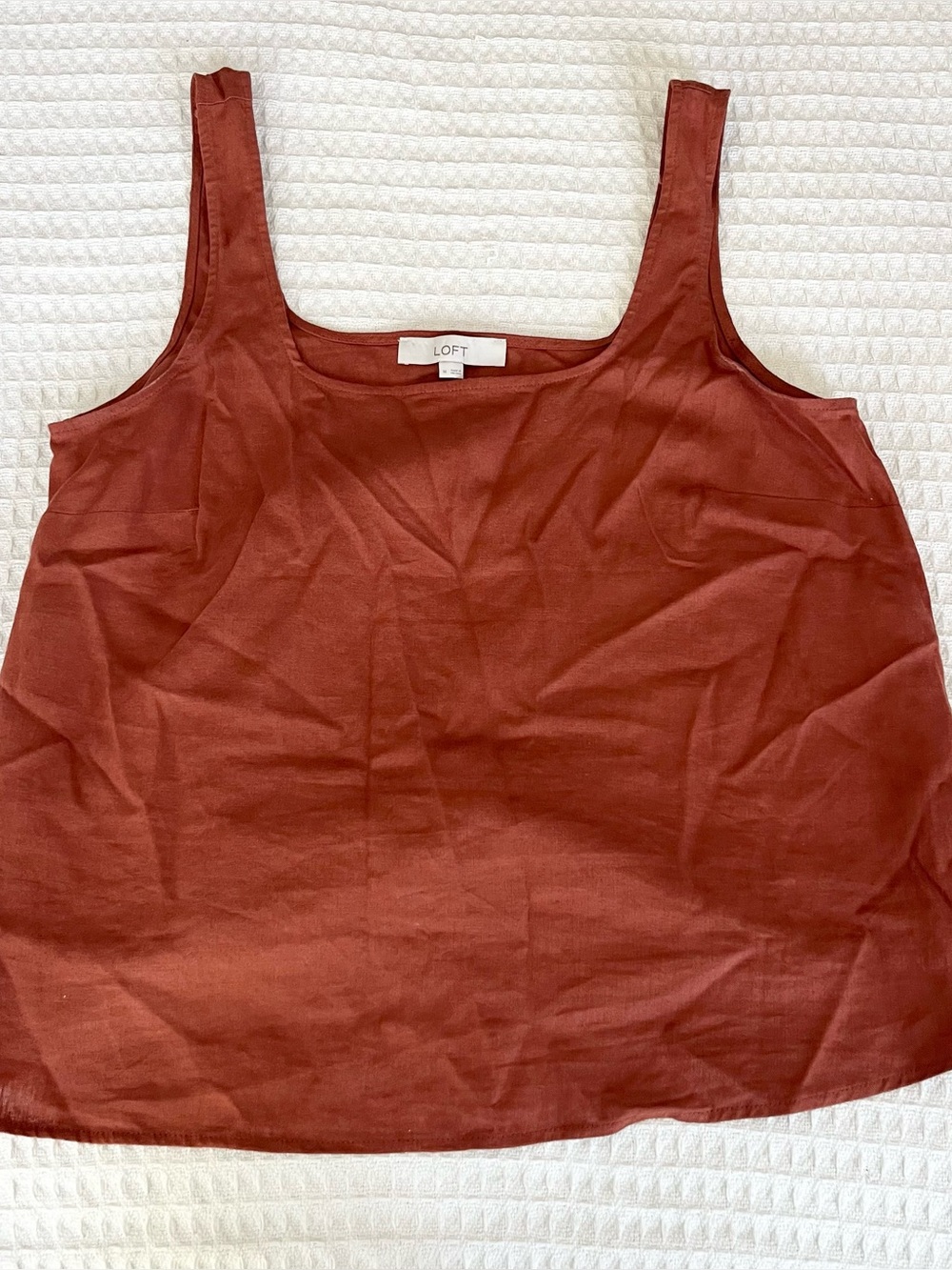 LOFT Rust Red linen blend Tank Top Medium